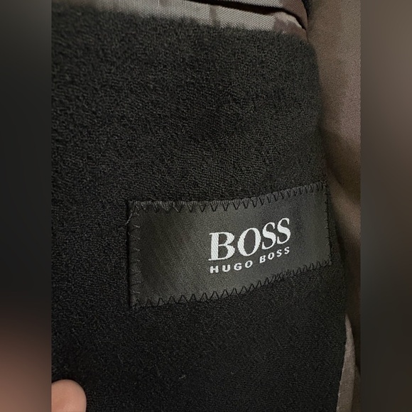 HUGO BOSS Mens Wool Coat Jacket size 40R Made in Italy Black - Picture 3 of 5